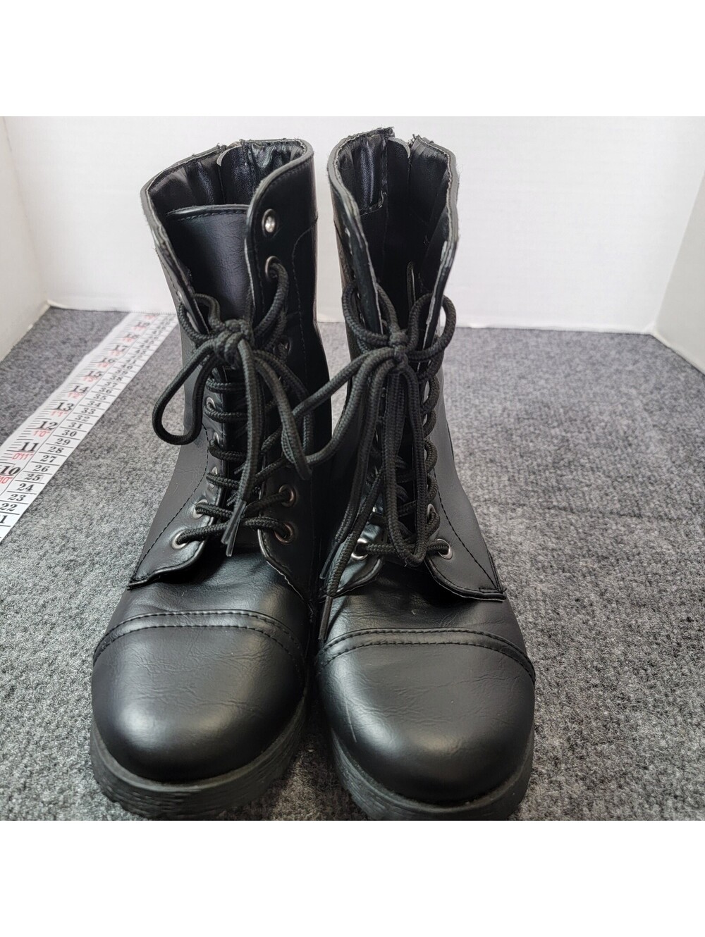 Charlotte Russe Faux Leather Combat Boots Black Size 8